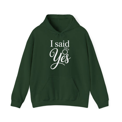 Funny I Said Yes Engagement Announcement Couple Sayings Hoodie
