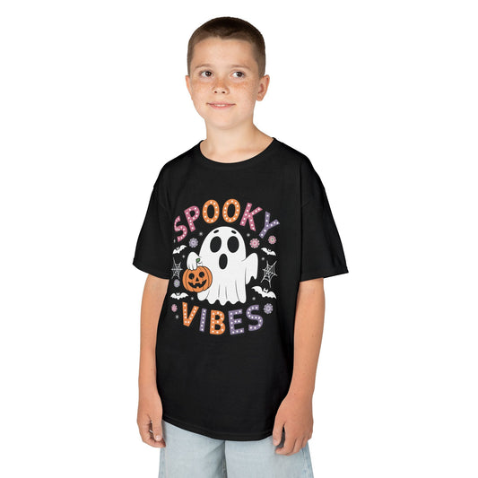 Spooky Vibes Ghost Retro Groovy Halloween Kids T-Shirt