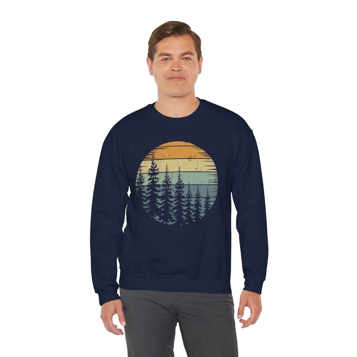 Retro Forest Trees Outdoors Nature Vintage Graphic Sweatshirt