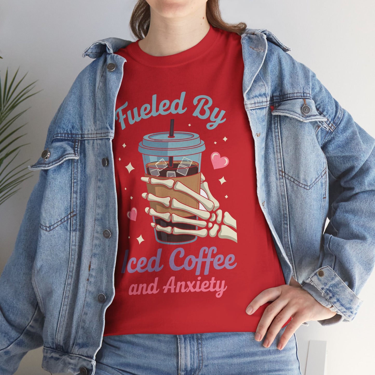 Fueled by Iced Coffee and Anxiety Funny Coffee Lover T-Shirt