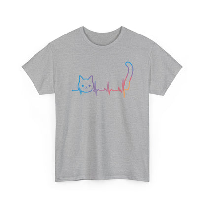 Heartbeat Cat Lover Animal Silhouette Cute Cat T-Shirt