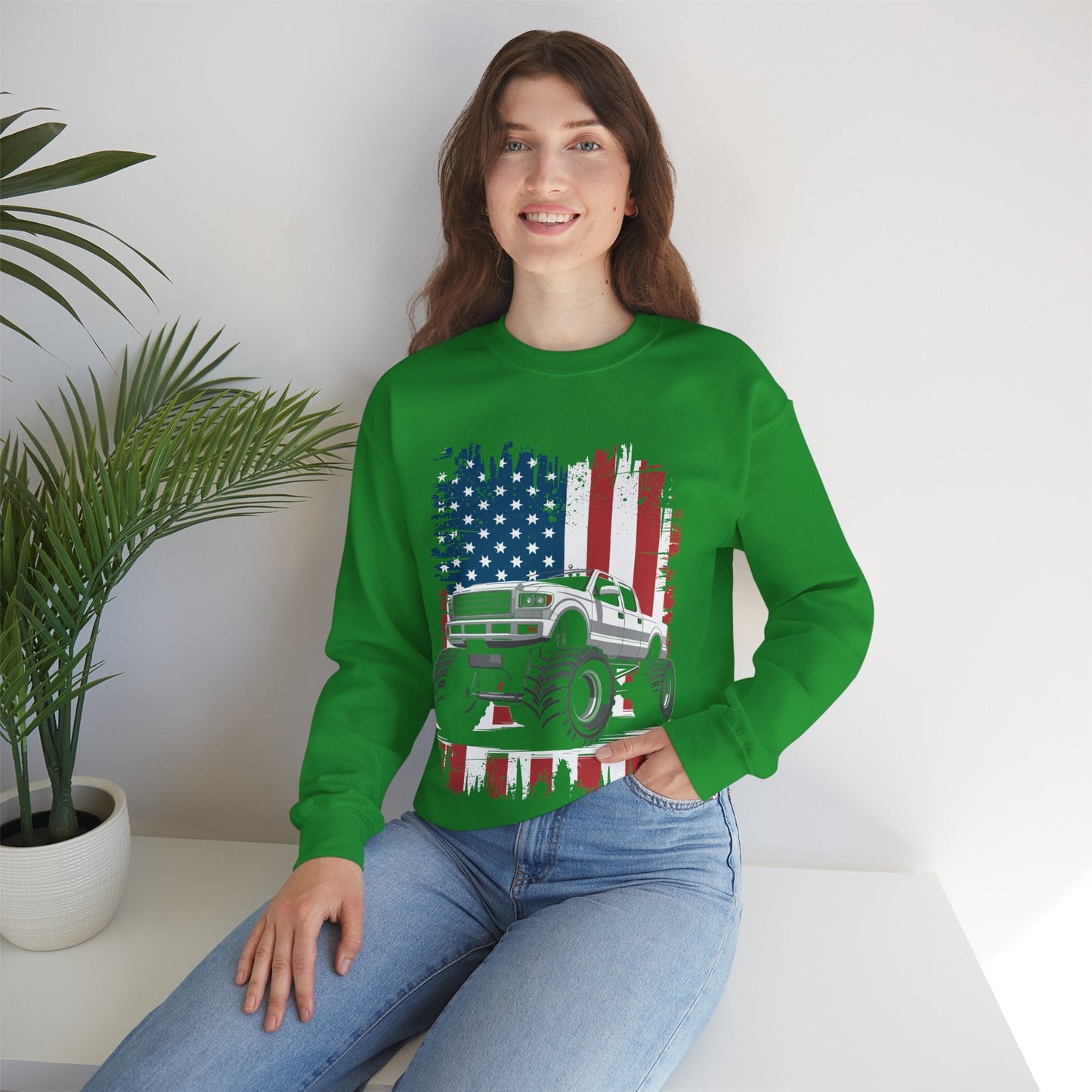 Monster Truck USA Flag American Sweatshirt