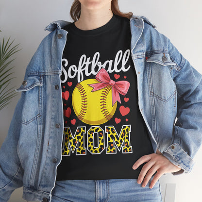 Softball Mom Headband Leopard Softball Ball Mothers Day Mama T-Shirt