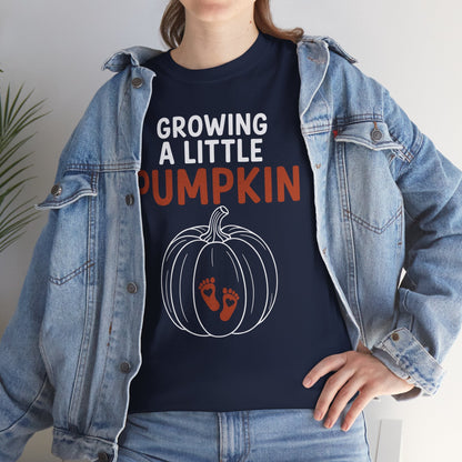Growing A Little Pumpkin Fall Thanksgiving Baby Bump Wife T-Shirt