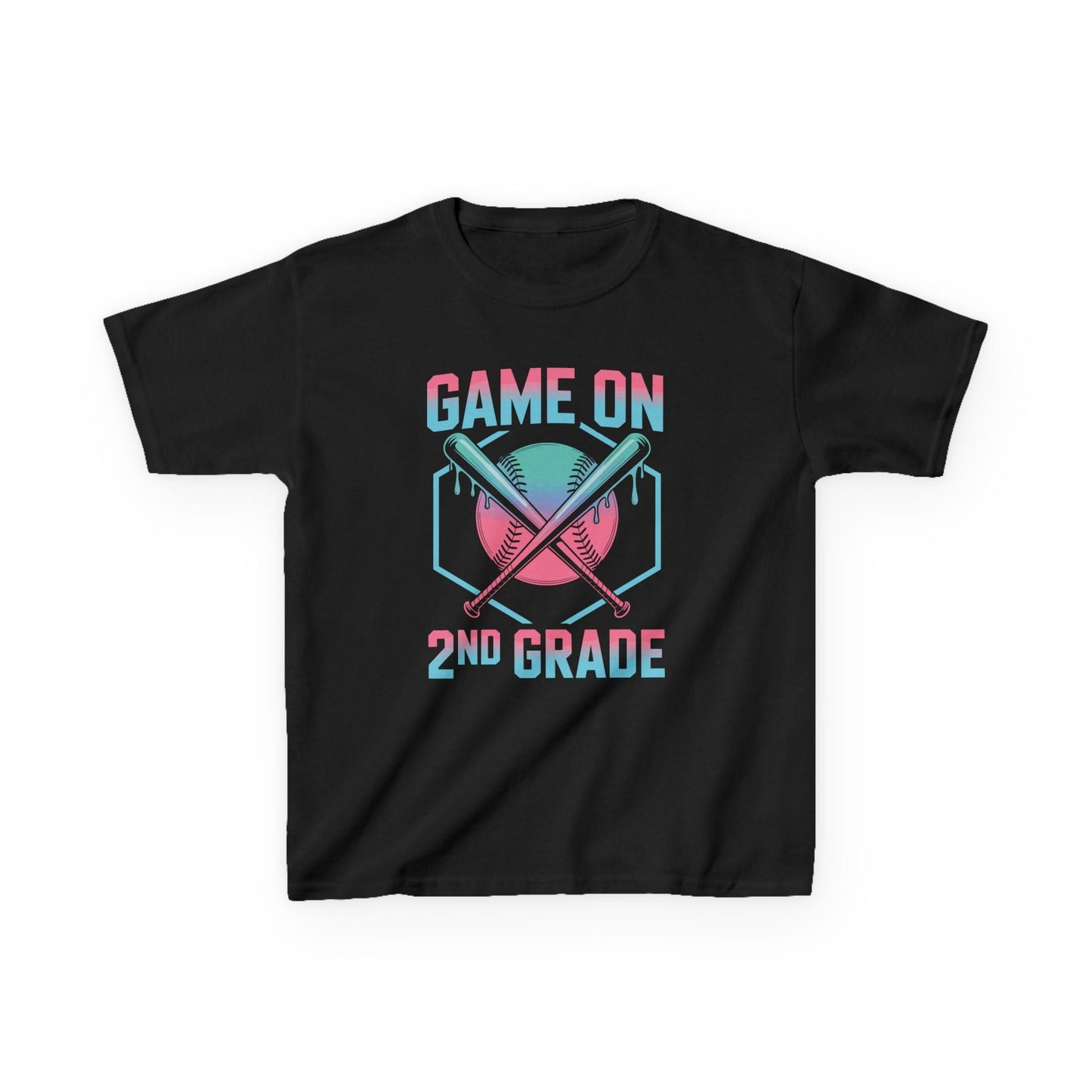 2nd Grade Back to School Baseball Drip Ice Cream Game On Kid T-Shirt