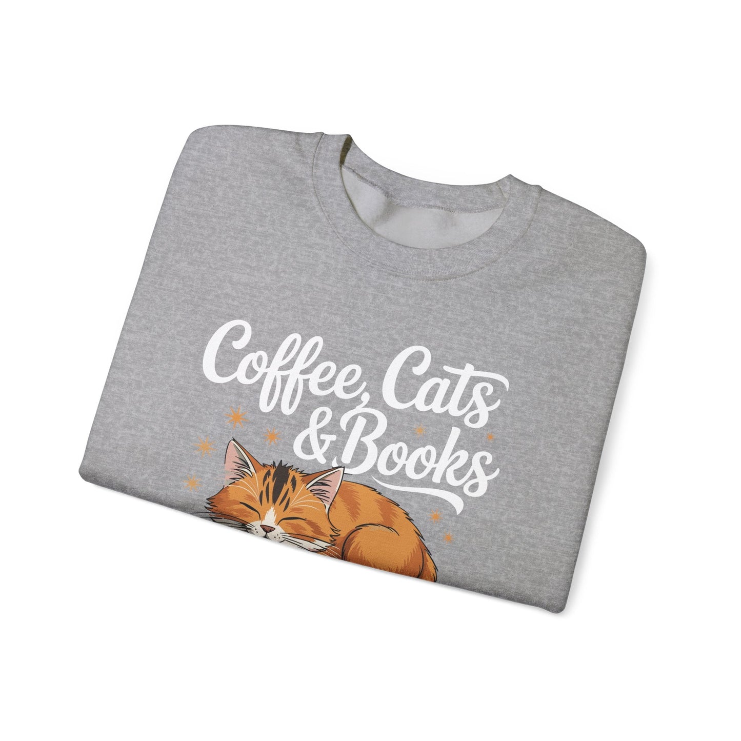 Coffee Cats & Books Lover, For Women & Girls, Funny Coffee Sweatshirt