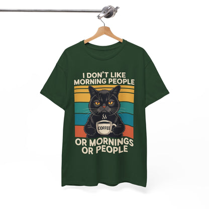 I Hate Morning People And Mornings And People Coffee Cat T-Shirt