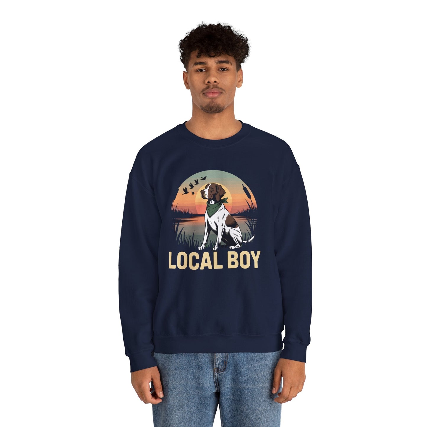Local Boy Hunting Dog Vintage Sunset Hunting Season Sweatshirt