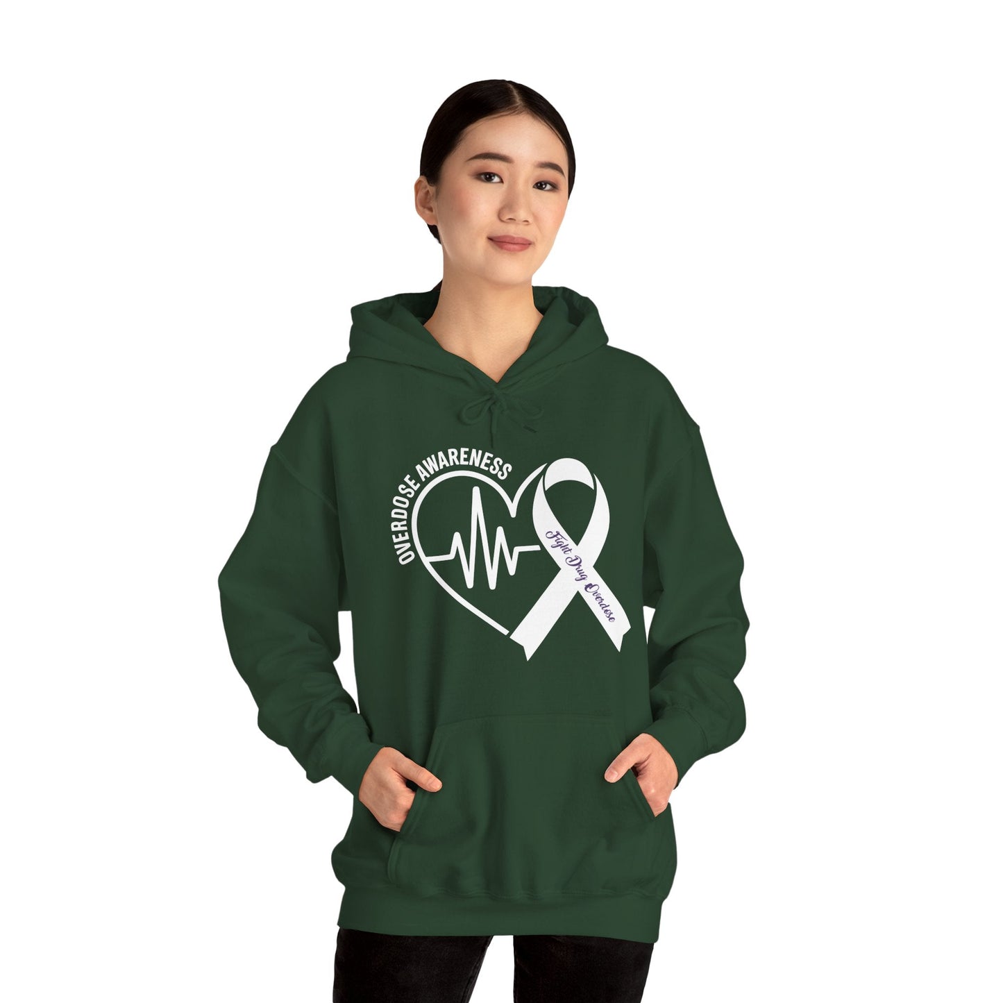 Overdose Awareness Month Heart Purple Ribbon Support Hoodie