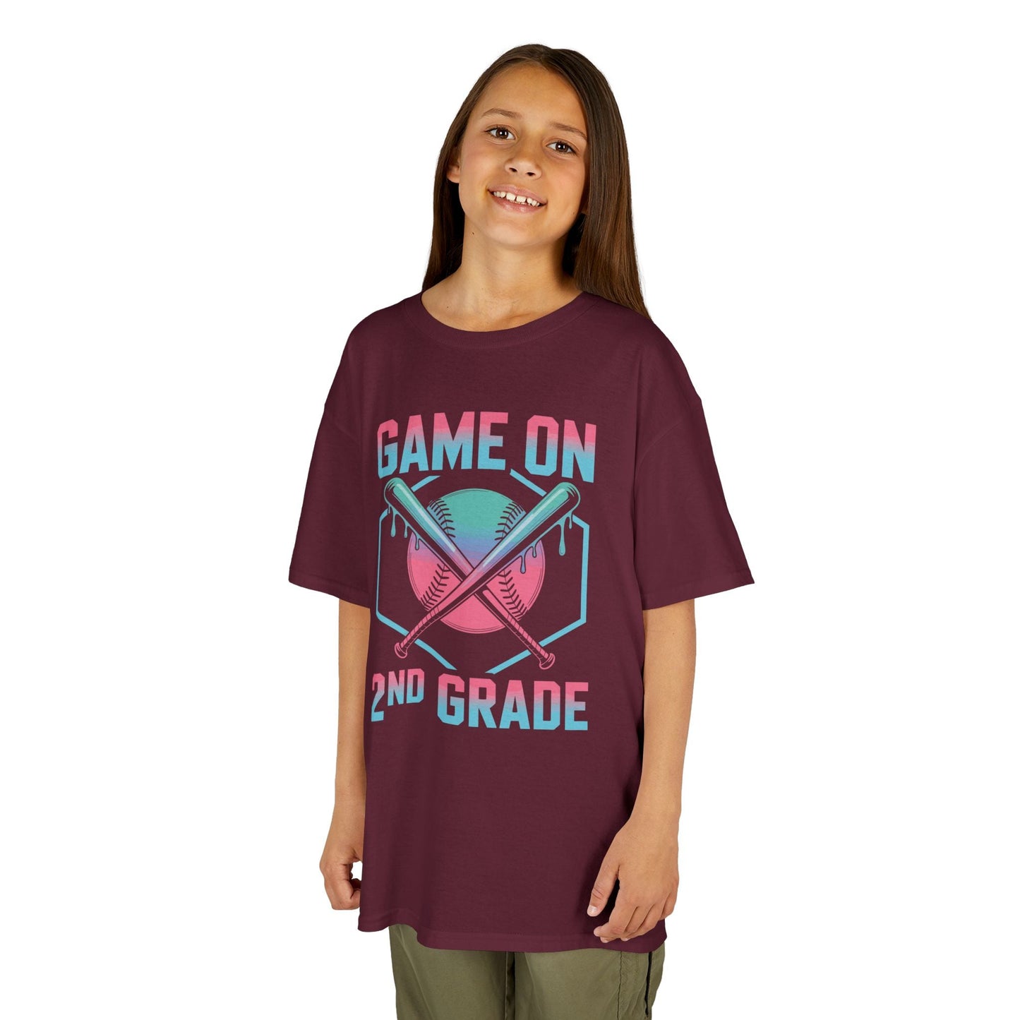 2nd Grade Back to School Baseball Drip Ice Cream Game On Kid T-Shirt