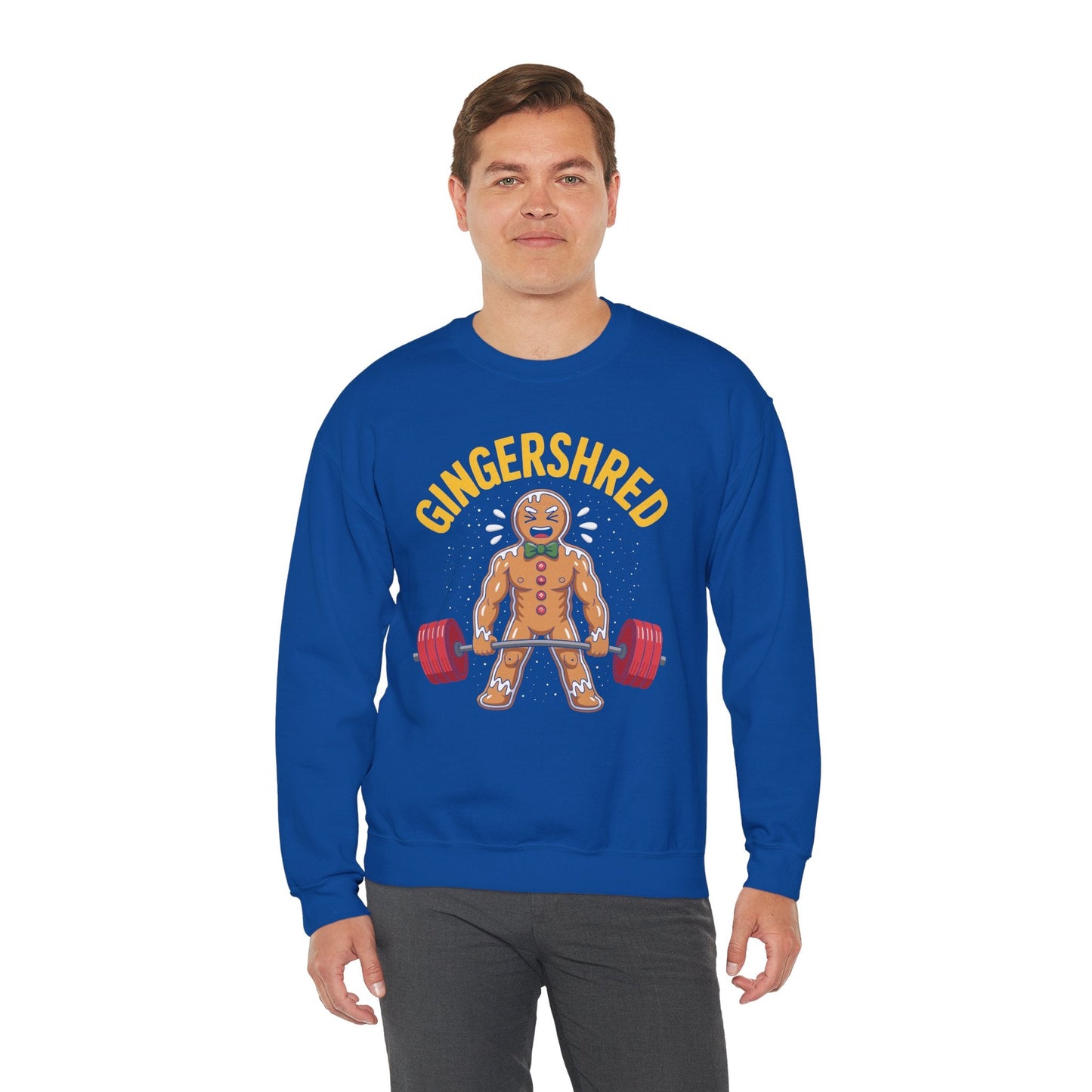 Funny Gingershred Gingerbread Man Gym Bodybuilding Christmas Sweatshirt