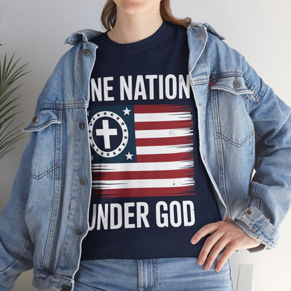 One Nation Under God Flag 4th Of July Patriotic Christian T-Shirt