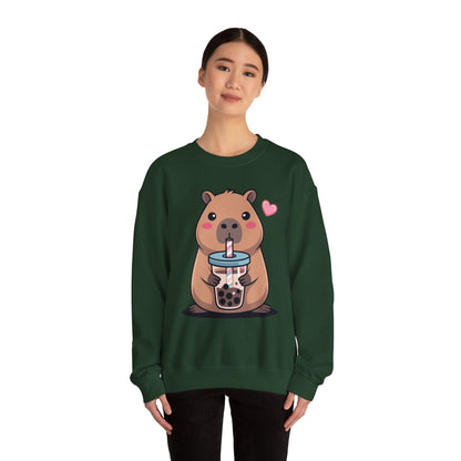 Cute Capybara Kawaii Anime Drinking Bubble Tea Lover Girls Sweatshirt