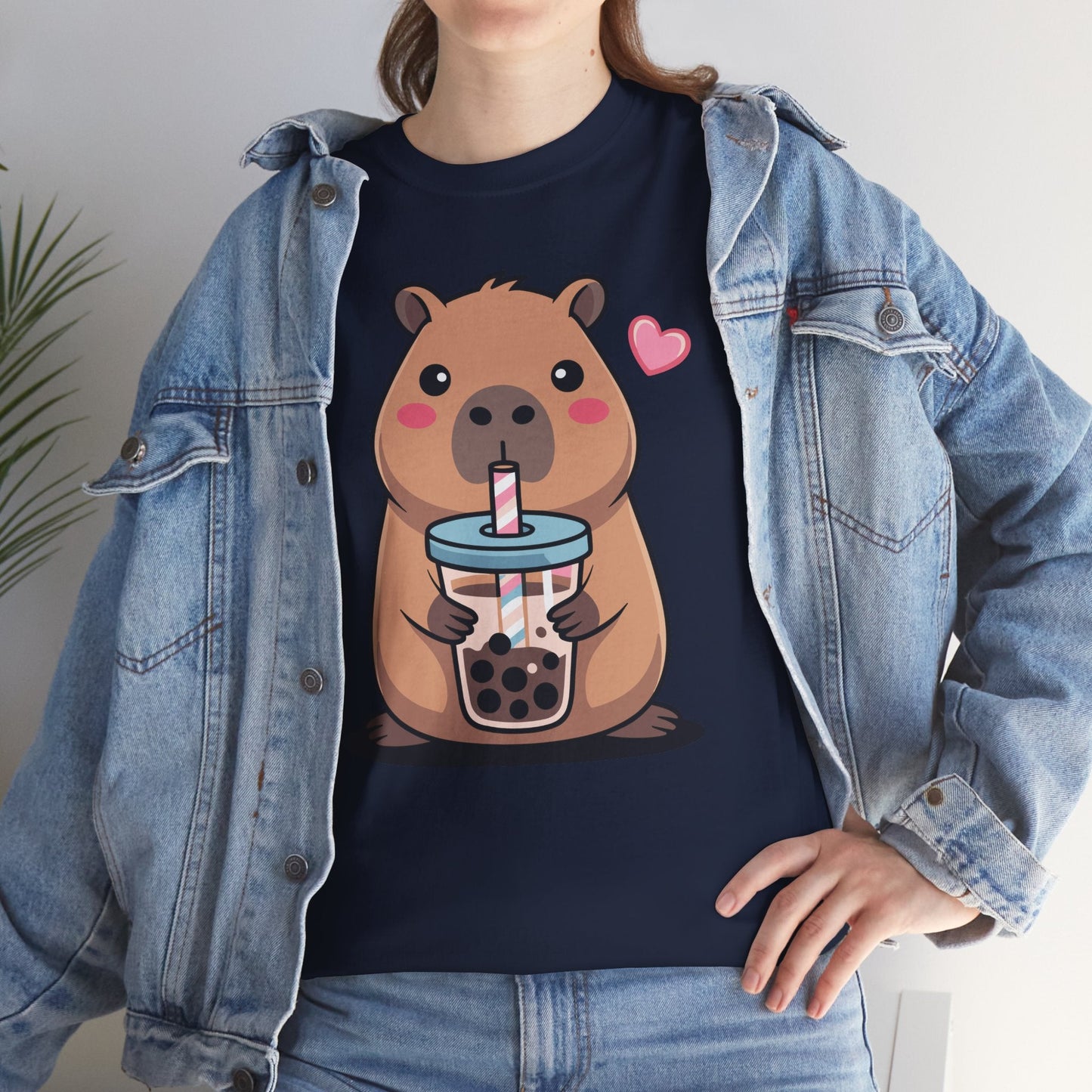 Cute Capybara Kawaii Anime Drinking Bubble Tea Lover Girls T-Shirt
