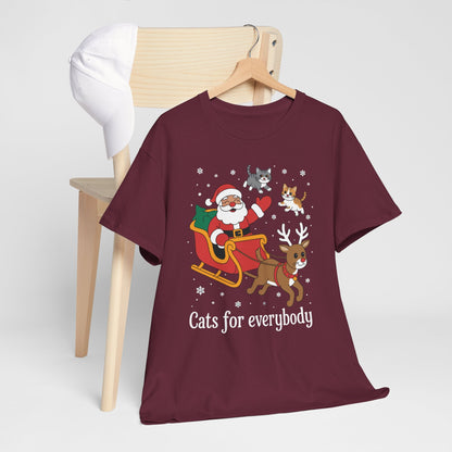 Cats For Everybody Christmas Cat Funny Xmas Women Santa T-Shirt