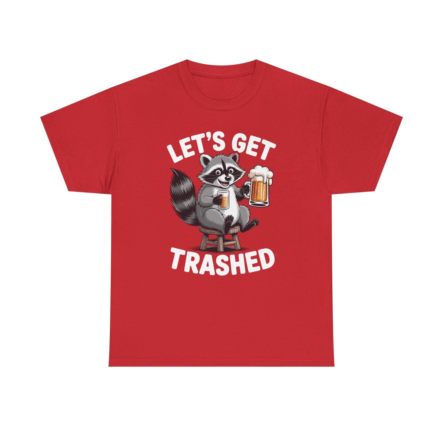 Funny Let's Get Trashed Raccoon Meme Humor Beer Drinking T-Shirt