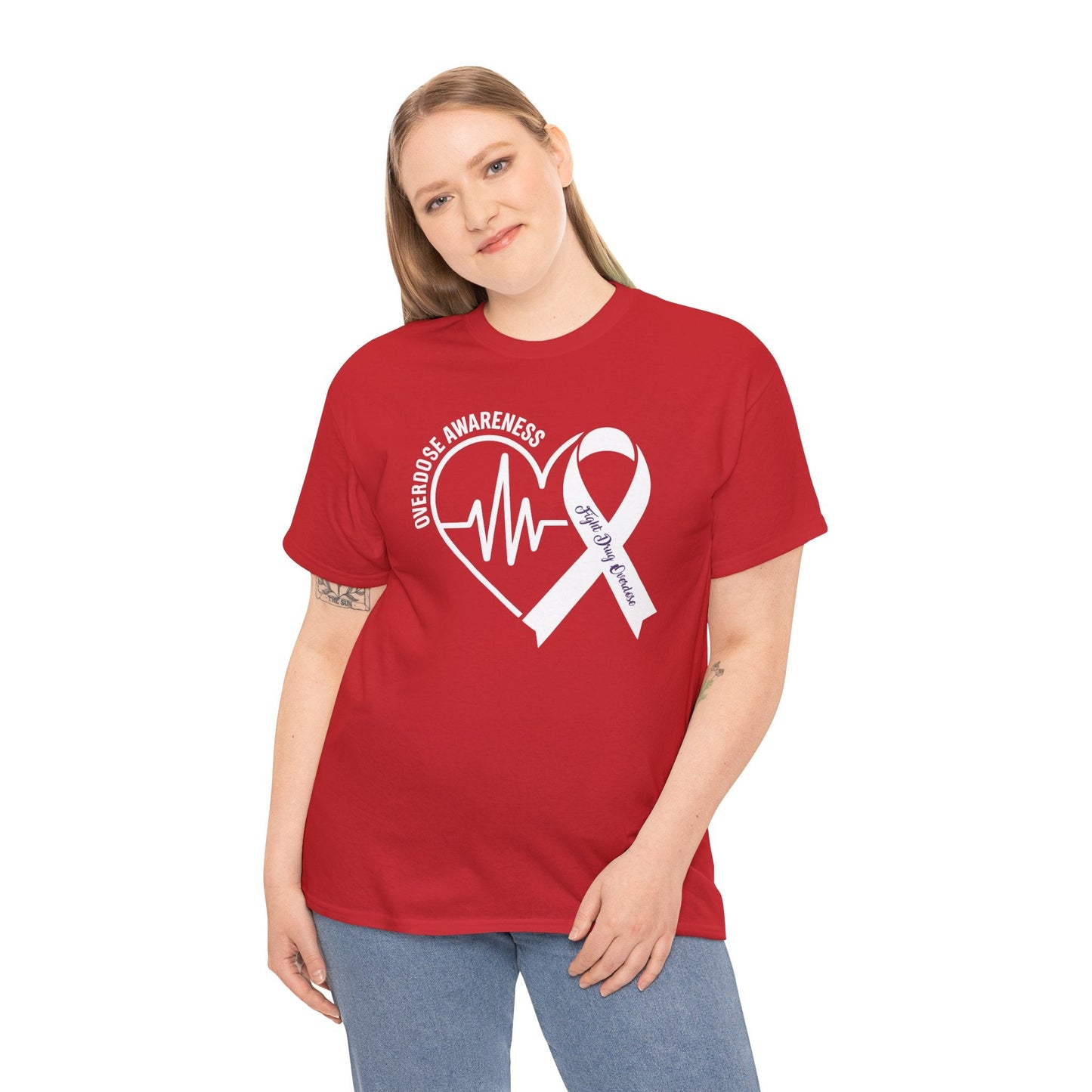 Overdose Awareness Month Heart Purple Ribbon Support T-Shirt
