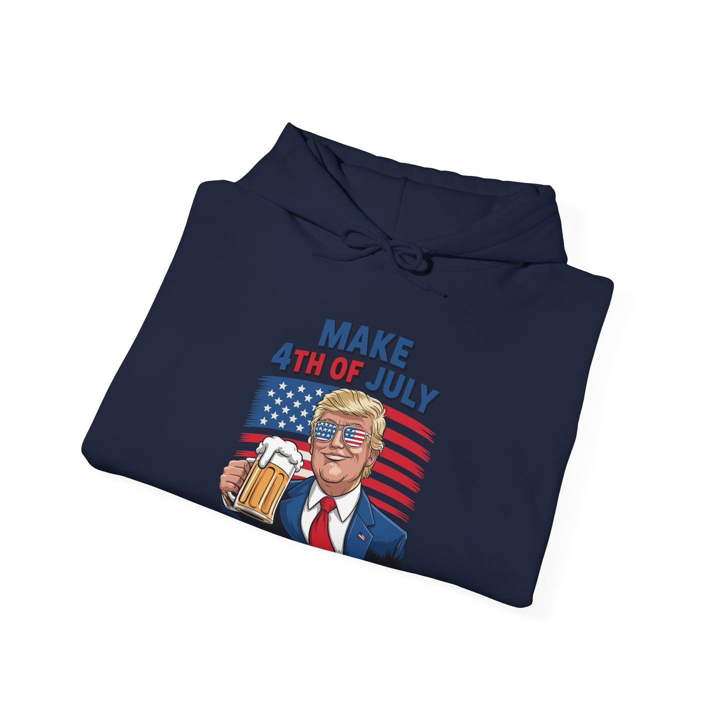 Funny Trump Make 4th Of July Great Again Drinking Beer Hoodie