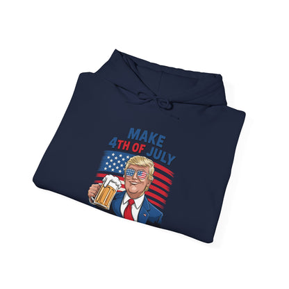 Funny Trump Make 4th Of July Great Again Drinking Beer Hoodie