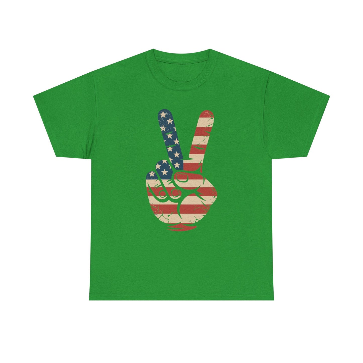 USA Flag Peace Sign Hand 4th of July Patriotic Men Boys T-Shirt