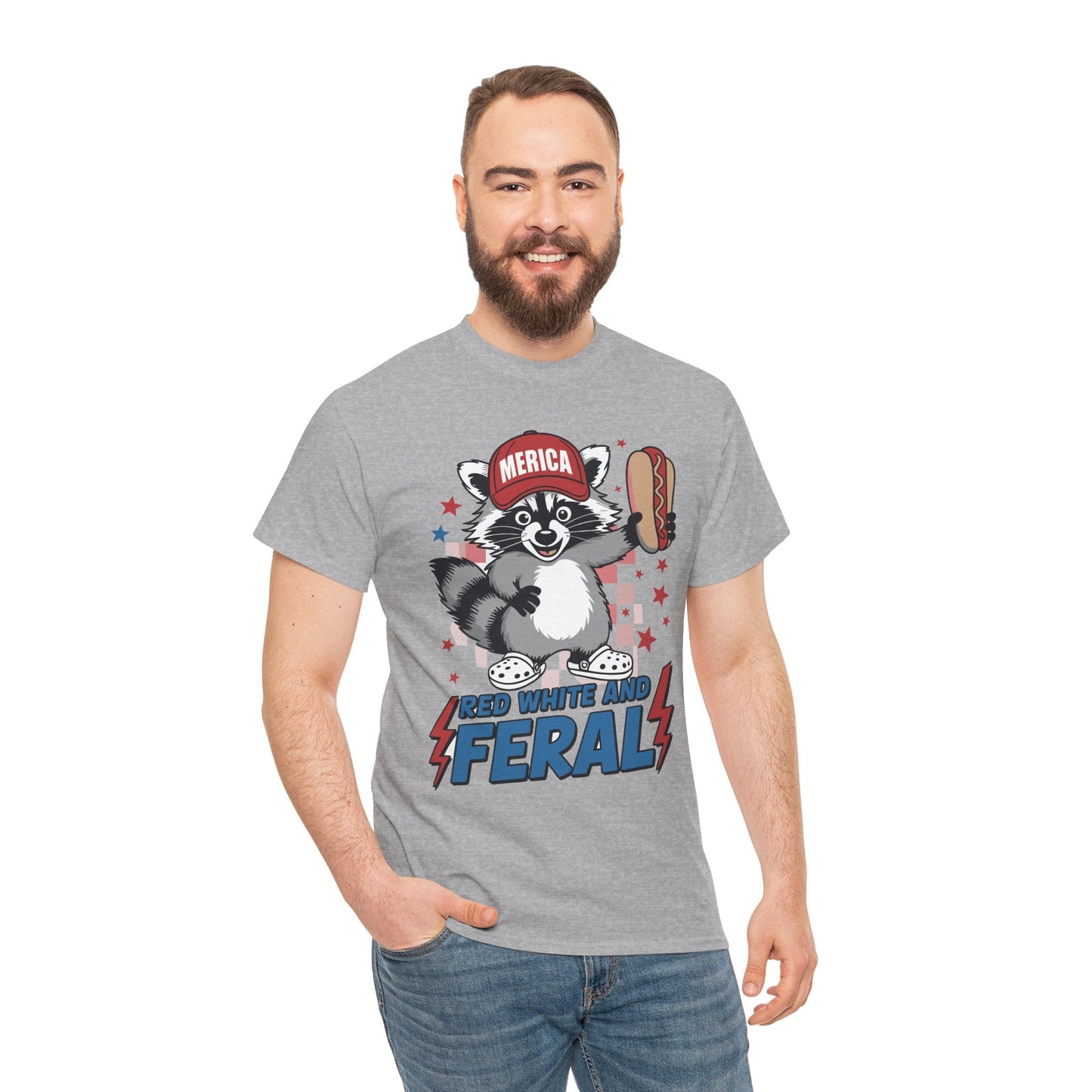 Red White And Feral Raccoon 4th of July Saying Meme T-Shirt