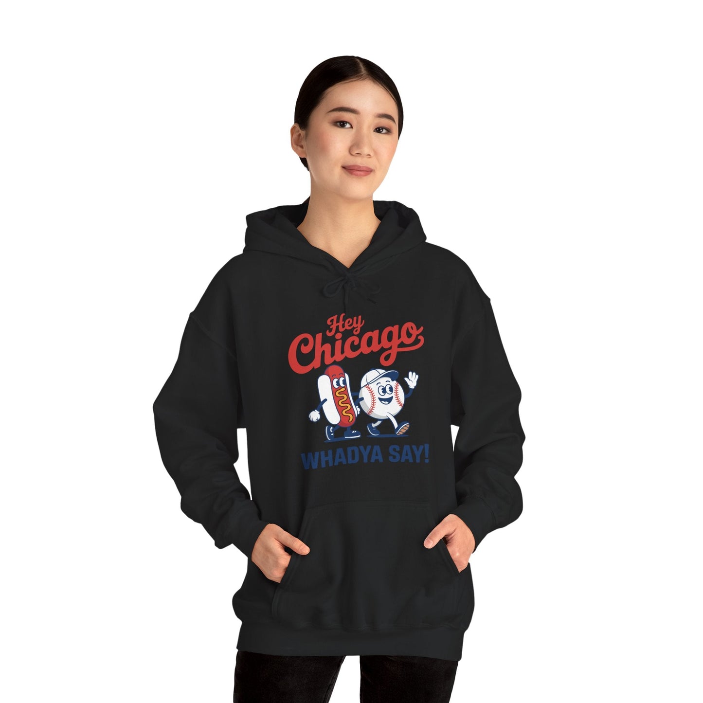 Hey Chicago Whadya Say Baseball and Hot Dog 4th of July Men Women Hoodie