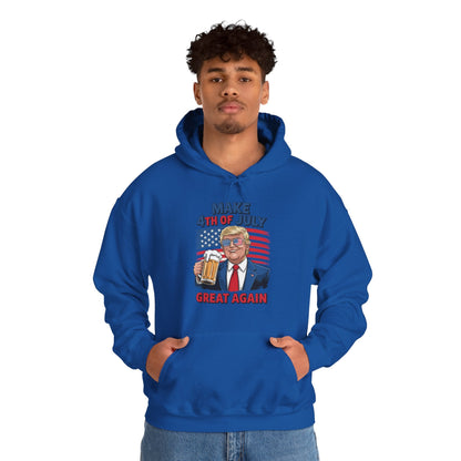 Funny Trump Make 4th Of July Great Again Drinking Beer Hoodie