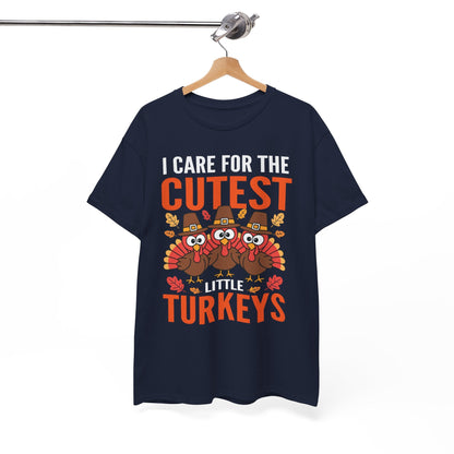 Care For Little Turkeys Nurse Fall Thanksgiving Scrub Top T-Shirt