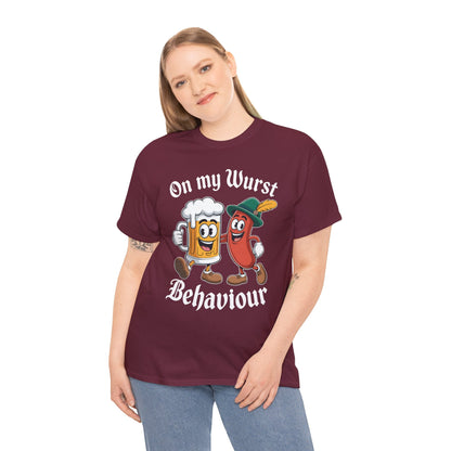 Oktoberfest On My Wurst Behaviour German Beer Sausage Adults T-Shirt
