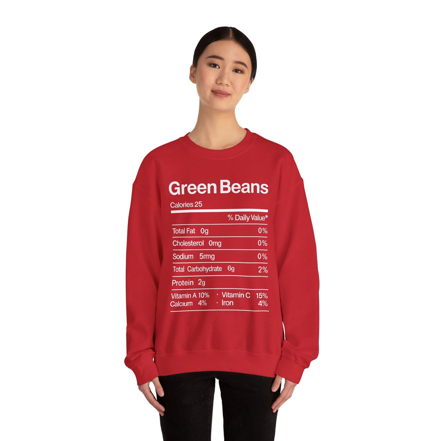 Green Beans Nutrition Facts Funny Thanksgiving Christmas Sweatshirt
