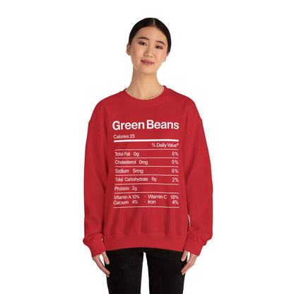 Green Beans Nutrition Facts Funny Thanksgiving Christmas Sweatshirt