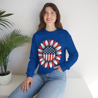 Sunflower American Flag 4th of July Women Men Merica USA Sweatshirt