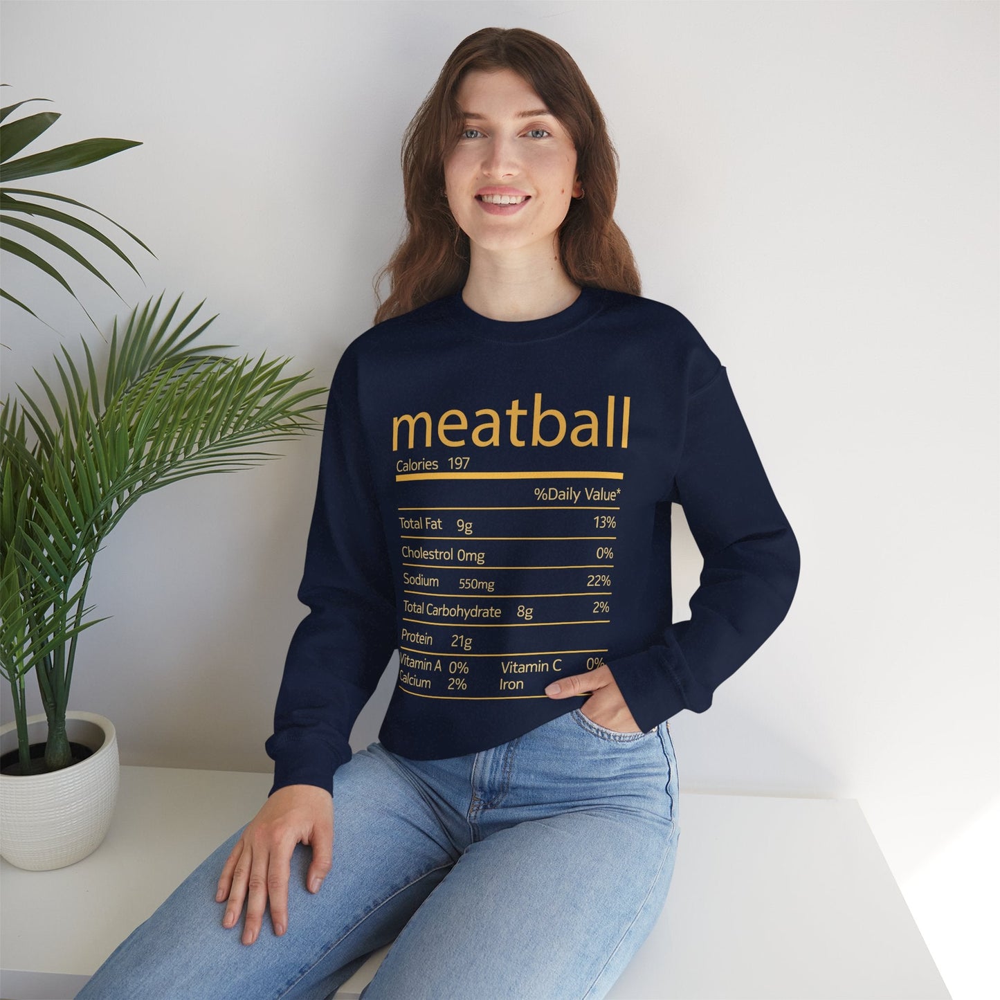 Meatball Nutrition Facts Funny Thanksgiving Christmas Sweatshirt