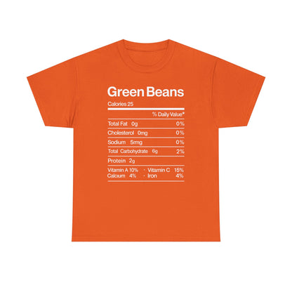 Green Beans Nutrition Facts Funny Thanksgiving Christmas T-Shirt