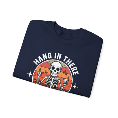 Hang In There It Gets Worse Sarcastic skeleton Flames Sweatshirt