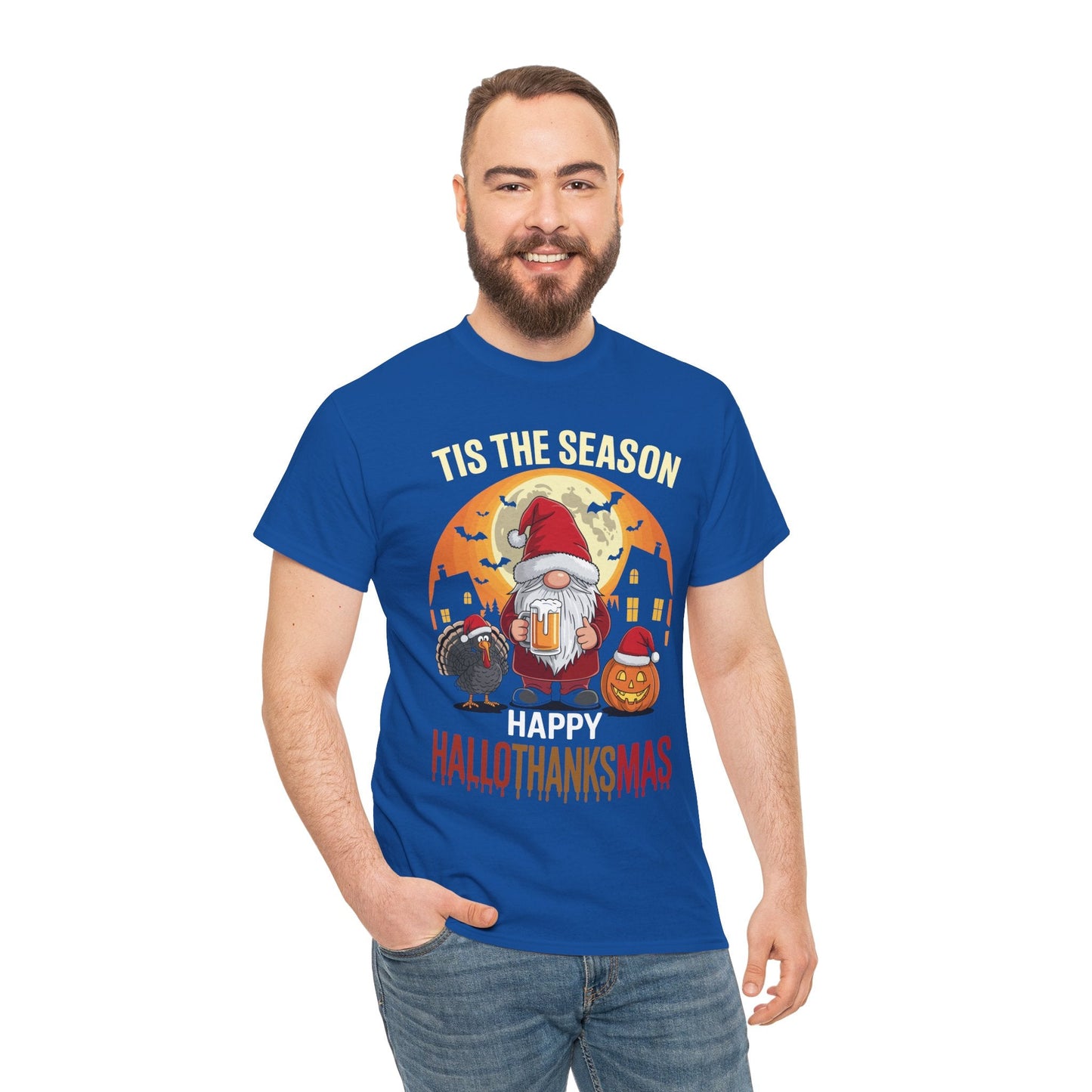 Happy Hallothanksmas Halloween Thanksgiving Merry Christmas T-Shirt