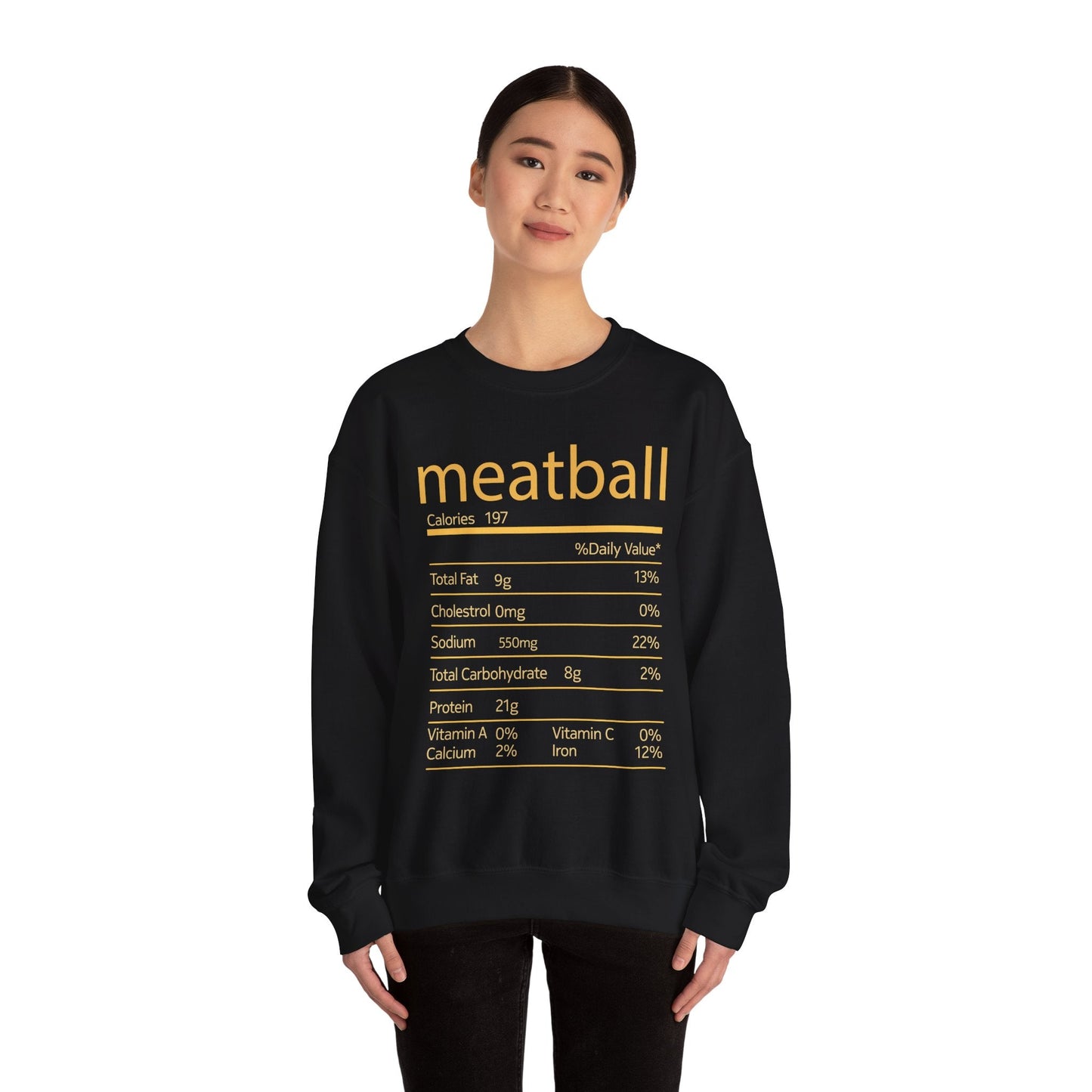 Meatball Nutrition Facts Funny Thanksgiving Christmas Sweatshirt