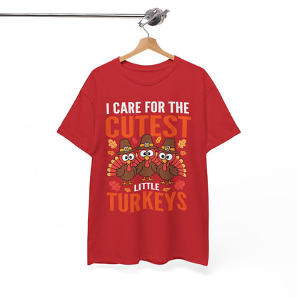 Care For Little Turkeys Nurse Fall Thanksgiving Scrub Top T-Shirt