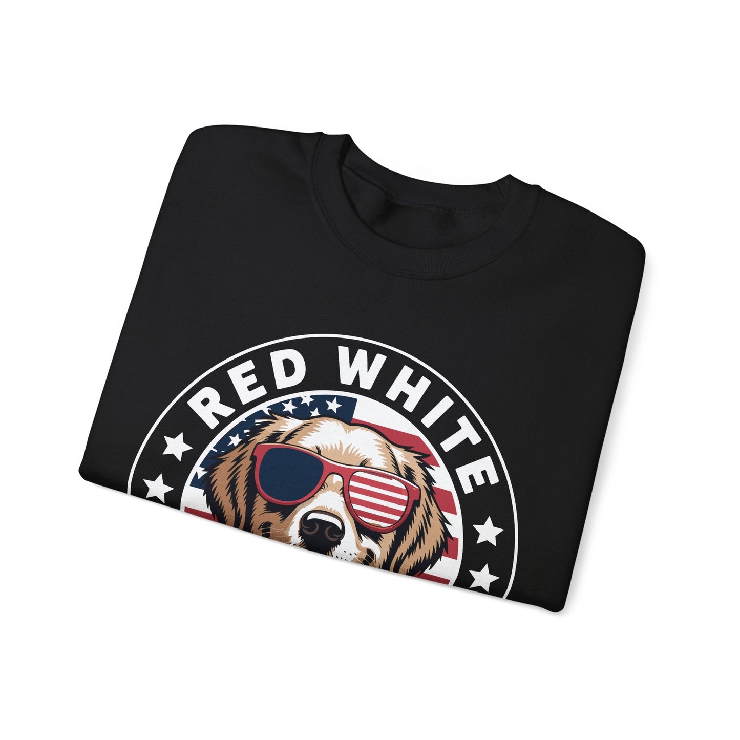 Red White Golden Retriever American Flag 4th of July Gift Sweatshirt
