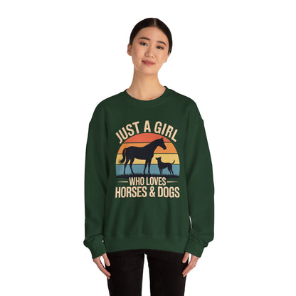 Just A Girl Who Loves Horses and Dogs Women Girls Sweatshirt