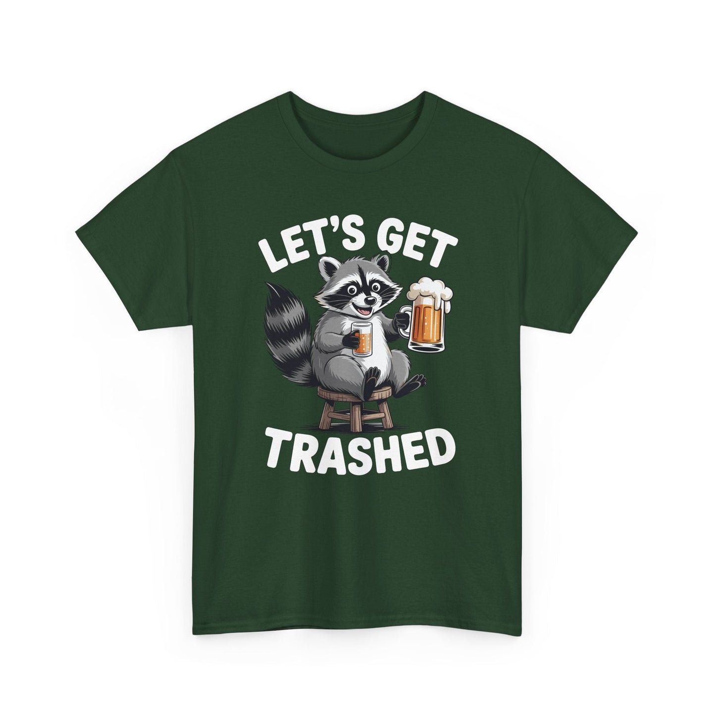 Funny Let's Get Trashed Raccoon Meme Humor Beer Drinking T-Shirt