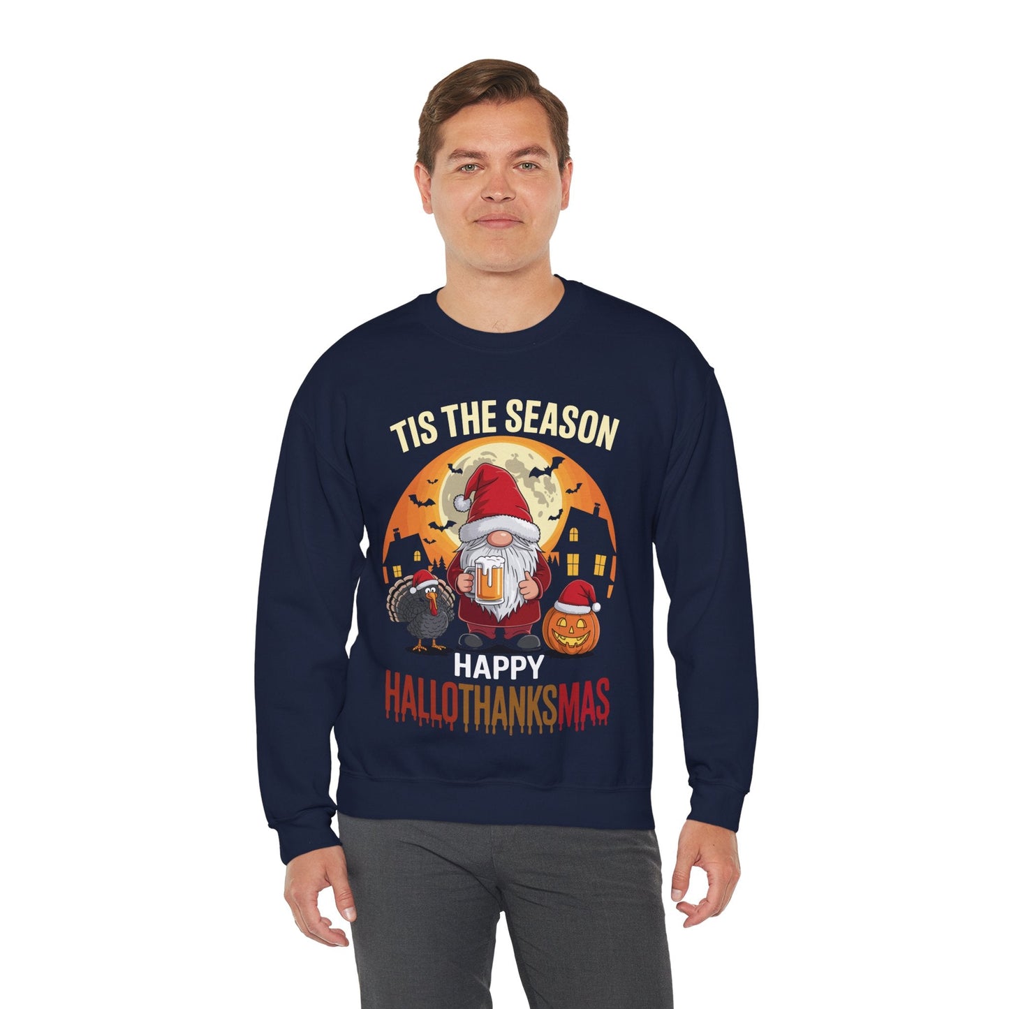 Happy Hallothanksmas Halloween Thanksgiving Merry Christmas Sweatshirt