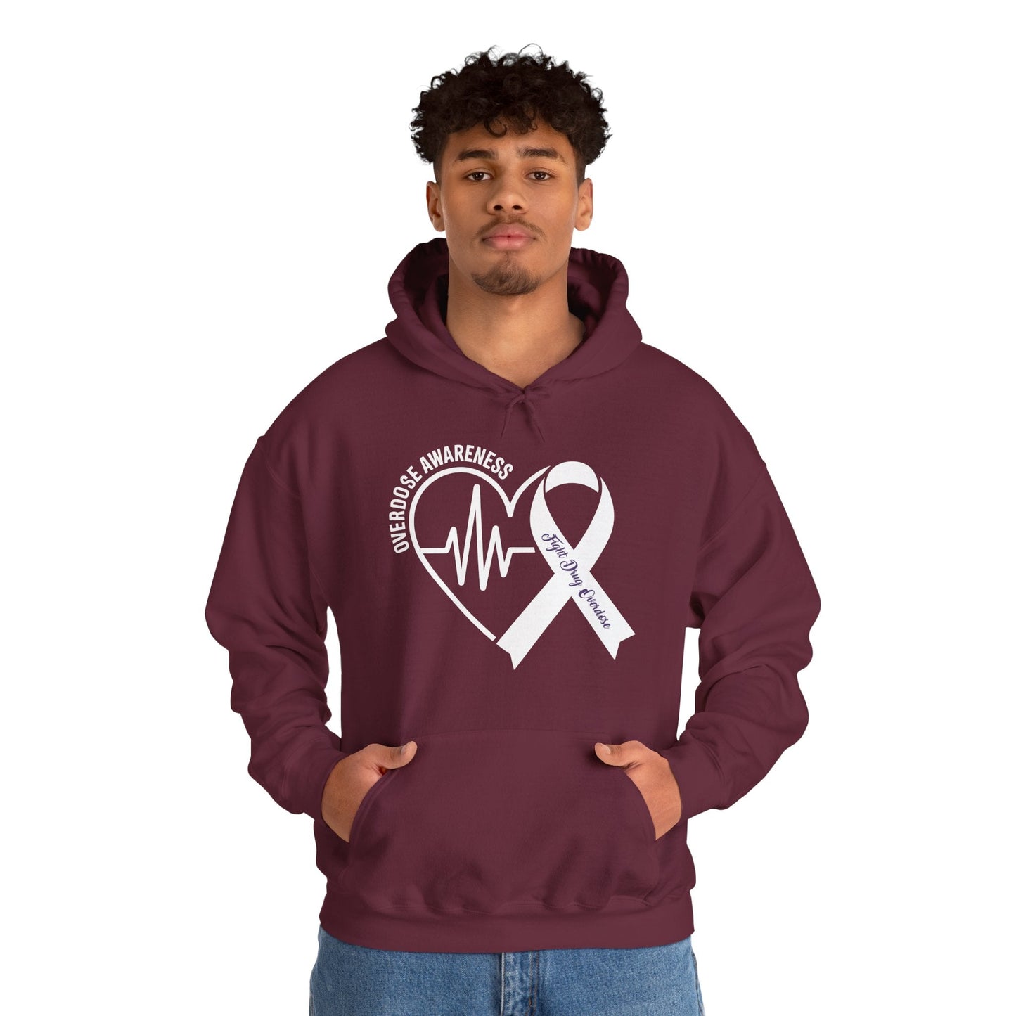 Overdose Awareness Month Heart Purple Ribbon Support Hoodie