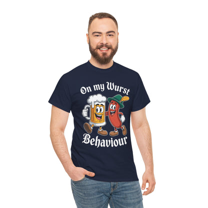 Oktoberfest On My Wurst Behaviour German Beer Sausage Adults T-Shirt