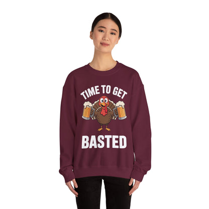 Time To Get Basted Funny Beer Thanksgiving Turkey Gift Sweatshirt