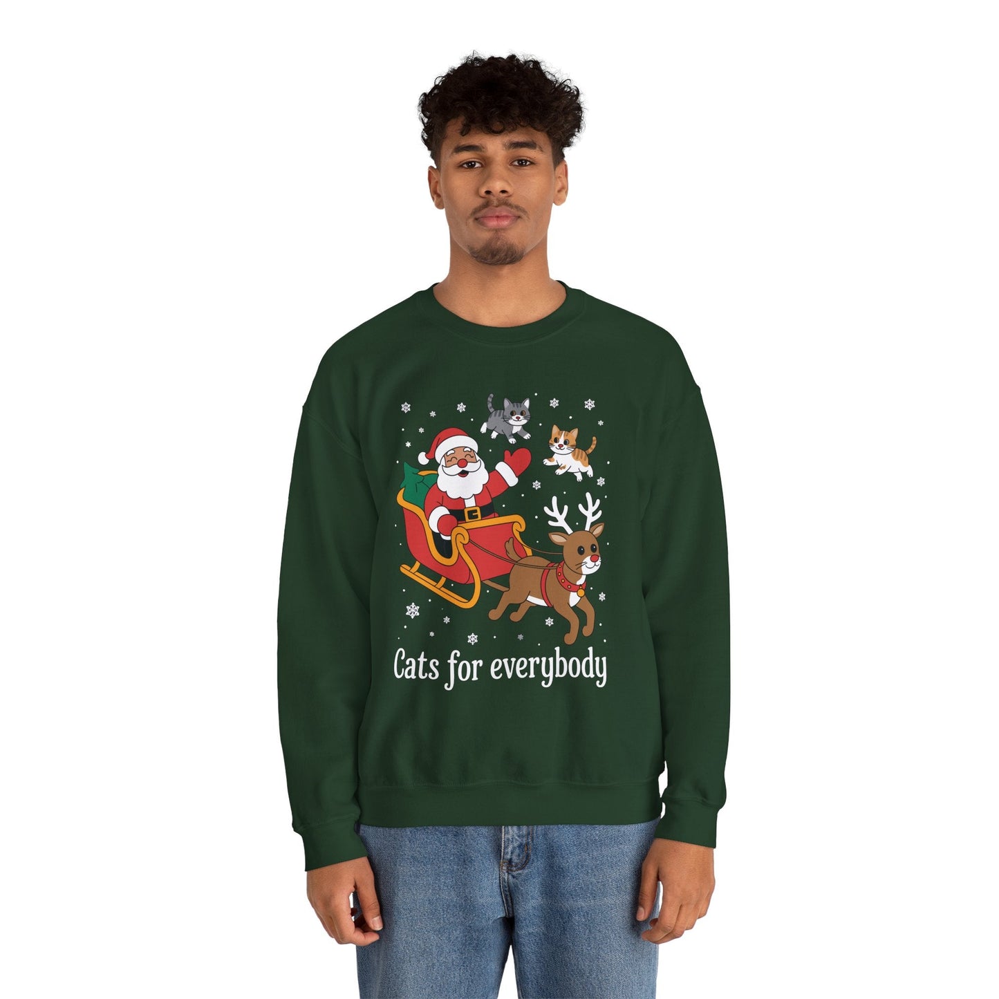 Cats For Everybody Christmas Cat Funny Xmas Women Santa Sweatshirt