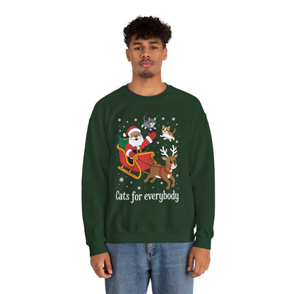 Cats For Everybody Christmas Cat Funny Xmas Women Santa Sweatshirt