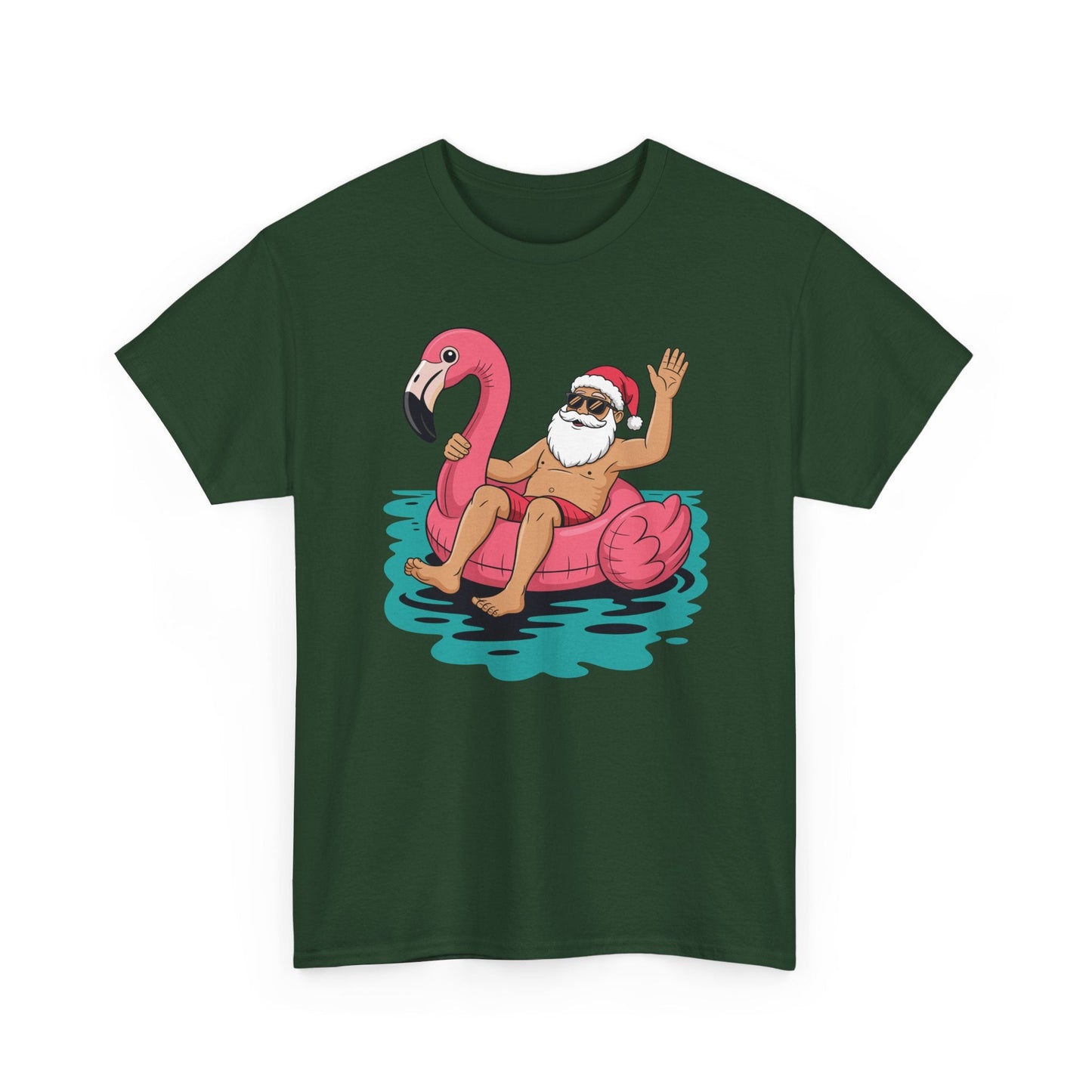 Santa Flamingo Floatie Funny Christmas In July Summer Xmas T-Shirt