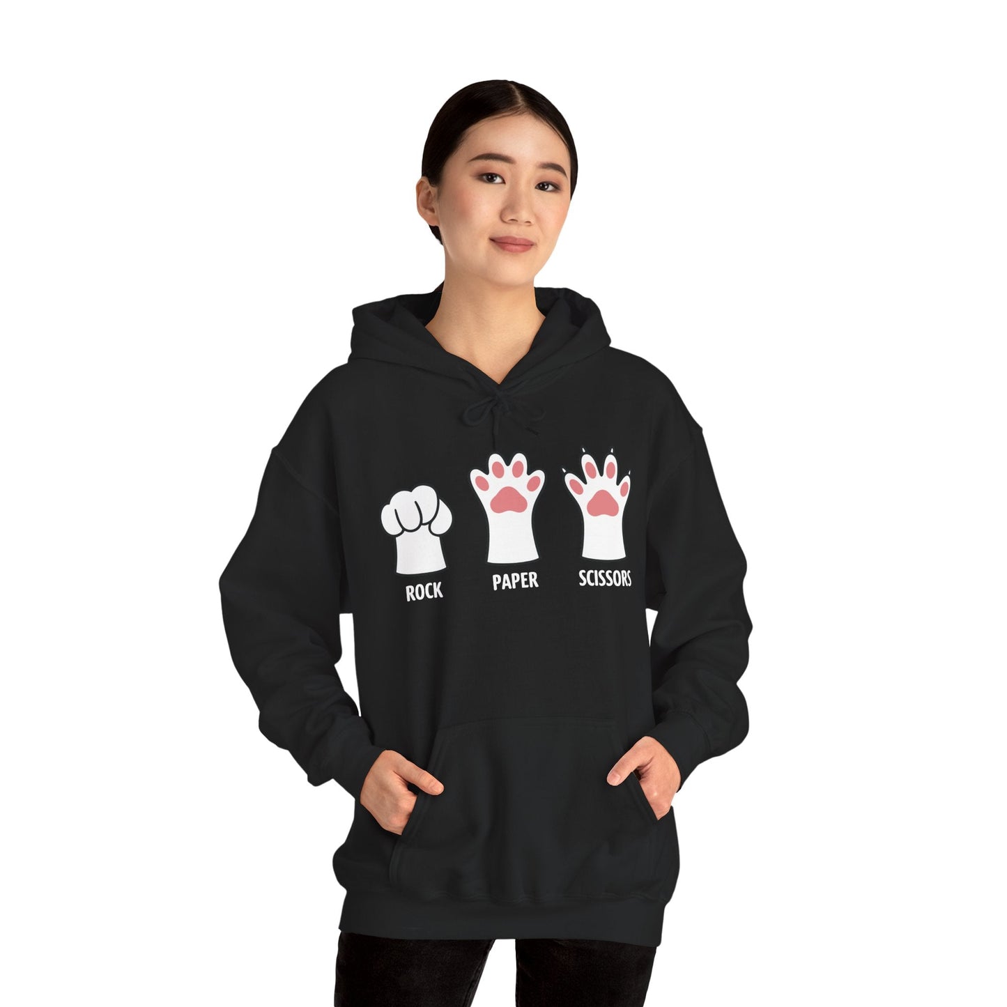Funny  Introvert Cat Animal Rescue Rock Paper Scissors Cute Paw Cat Hoodie