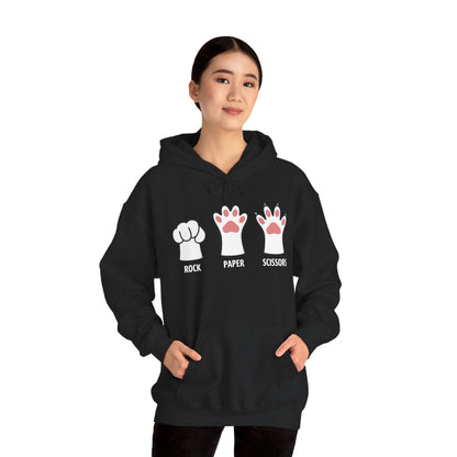 Funny  Introvert Cat Animal Rescue Rock Paper Scissors Cute Paw Cat Hoodie